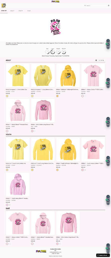 Custom school apparel store