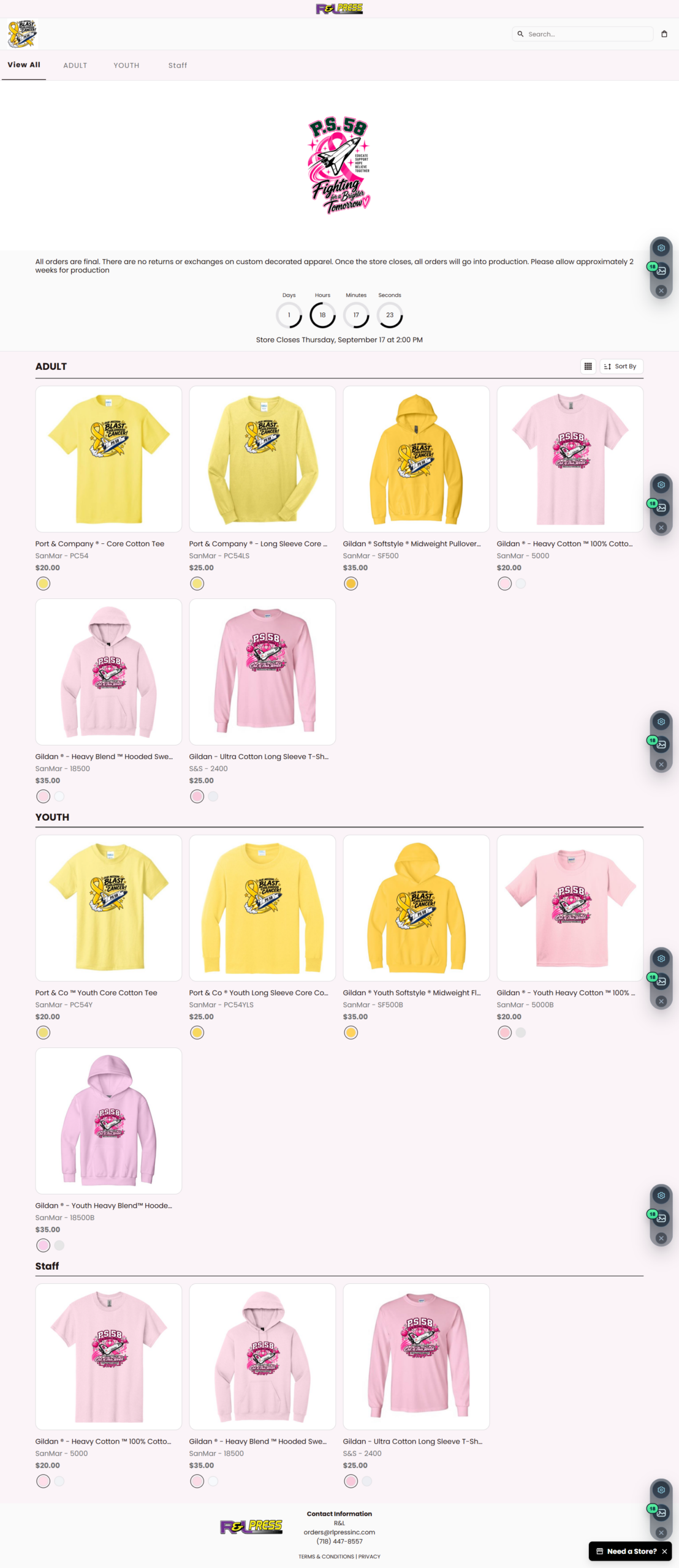 Custom school apparel store
